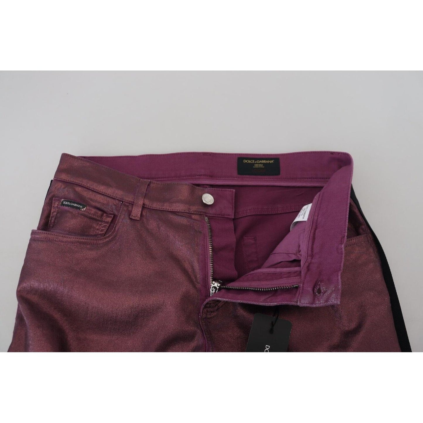 Dolce & Gabbana Magenta Cotton Men Casual Harness Denim Jeans Dolce & Gabbana