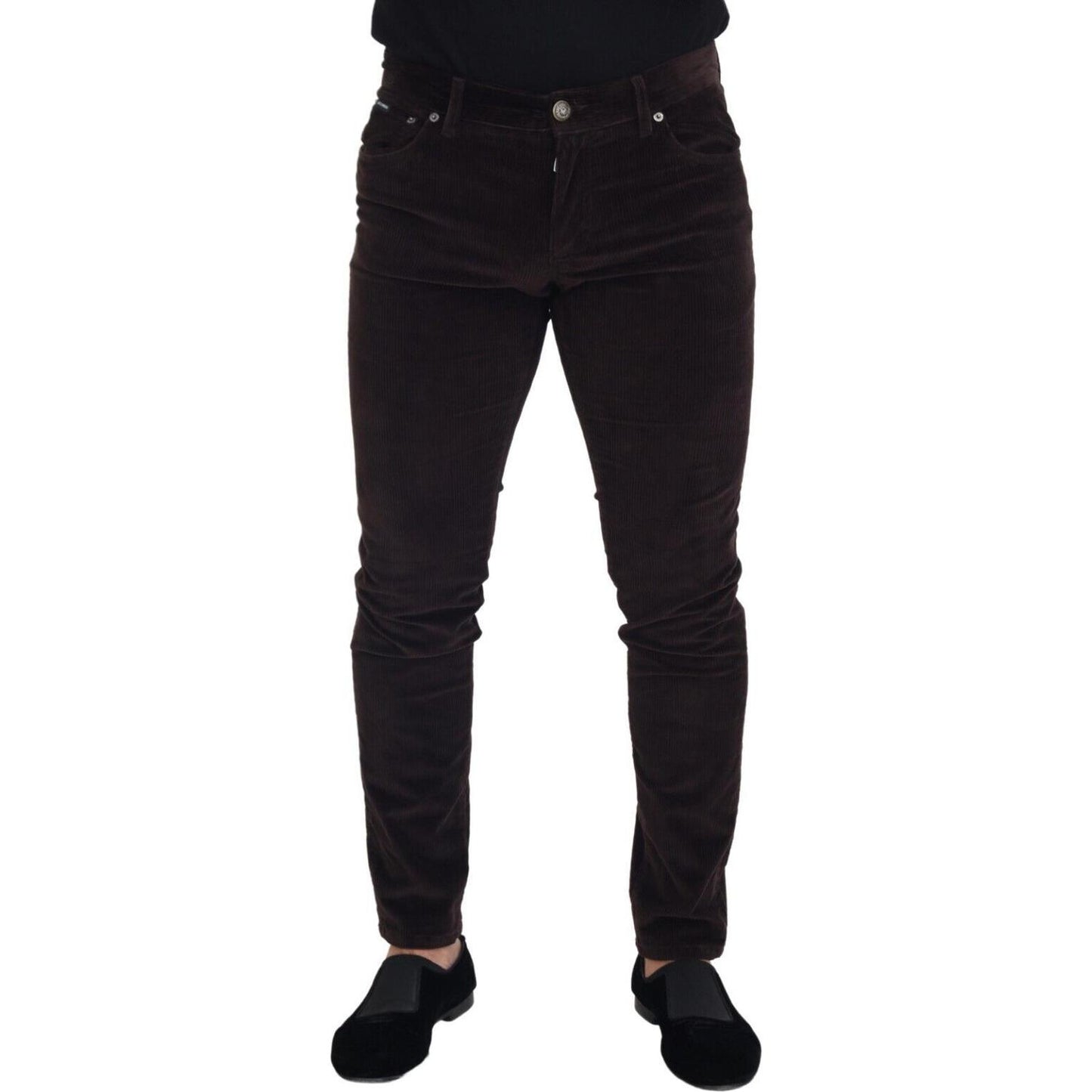 Dolce & Gabbana Brown Corduroy Men Casual Trouser Pants Dolce & Gabbana