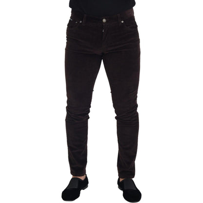 Dolce & Gabbana Brown Corduroy Men Casual Trouser Pants Dolce & Gabbana
