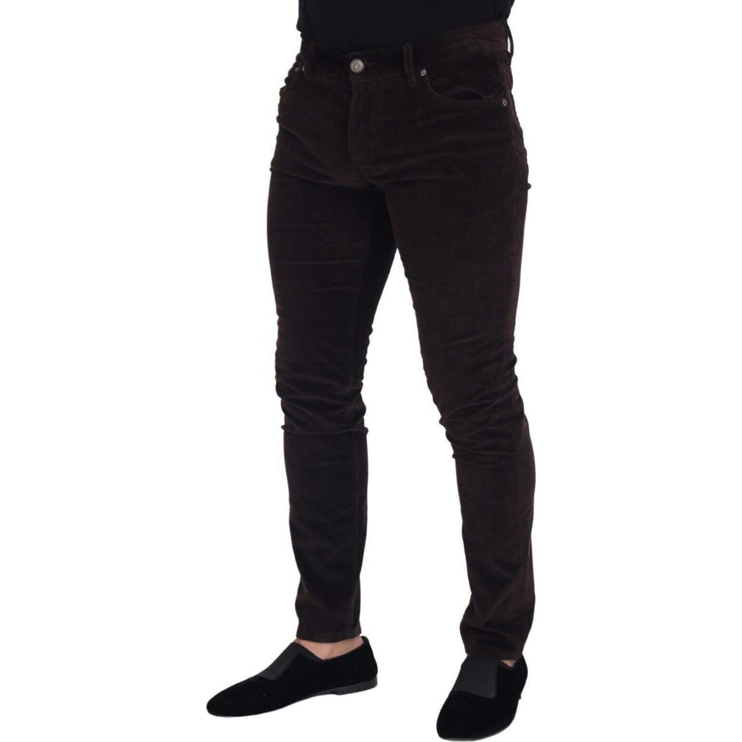 Dolce & Gabbana Brown Corduroy Men Casual Trouser Pants Dolce & Gabbana