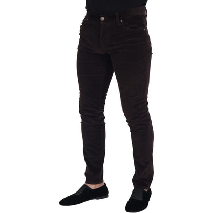 Dolce & Gabbana Brown Corduroy Men Casual Trouser Pants Dolce & Gabbana