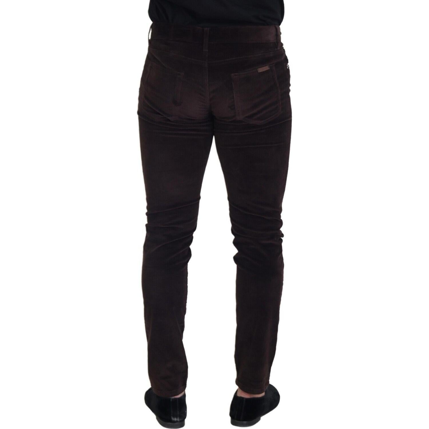 Dolce & Gabbana Brown Corduroy Men Casual Trouser Pants
