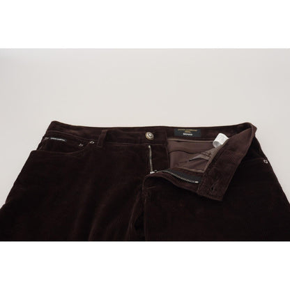 Dolce & Gabbana Brown Corduroy Men Casual Trouser Pants Dolce & Gabbana