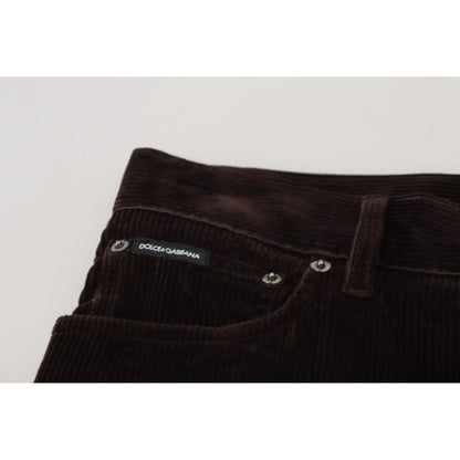 Dolce & Gabbana Brown Corduroy Men Casual Trouser Pants Dolce & Gabbana