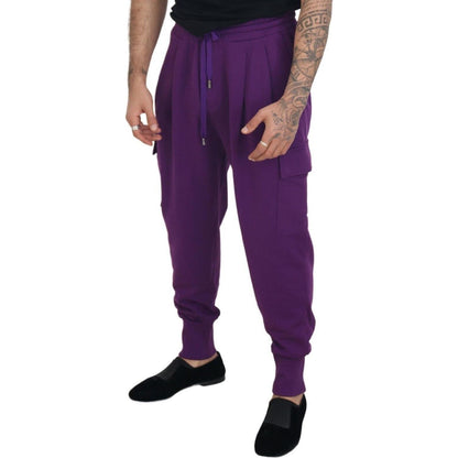 Dolce & Gabbana Purple Cotton Cargo Sweatpants Jogging Pants Dolce & Gabbana