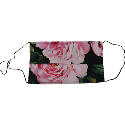 Dolce & Gabbana Black Floral Pleated Elastic Ear Strap Face Mask Dolce & Gabbana