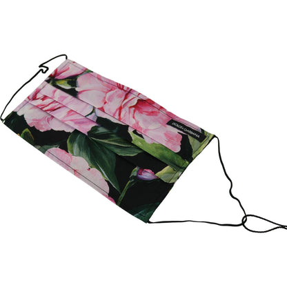 Dolce & Gabbana Black Floral Pleated Elastic Ear Strap Face Mask Dolce & Gabbana