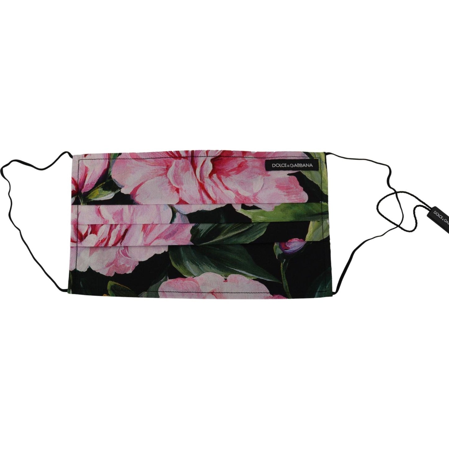 Dolce & Gabbana Black Floral Pleated Elastic Ear Strap Face Mask Dolce & Gabbana