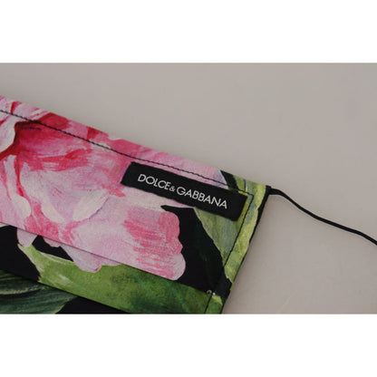 Dolce & Gabbana Black Floral Pleated Elastic Ear Strap Face Mask Dolce & Gabbana