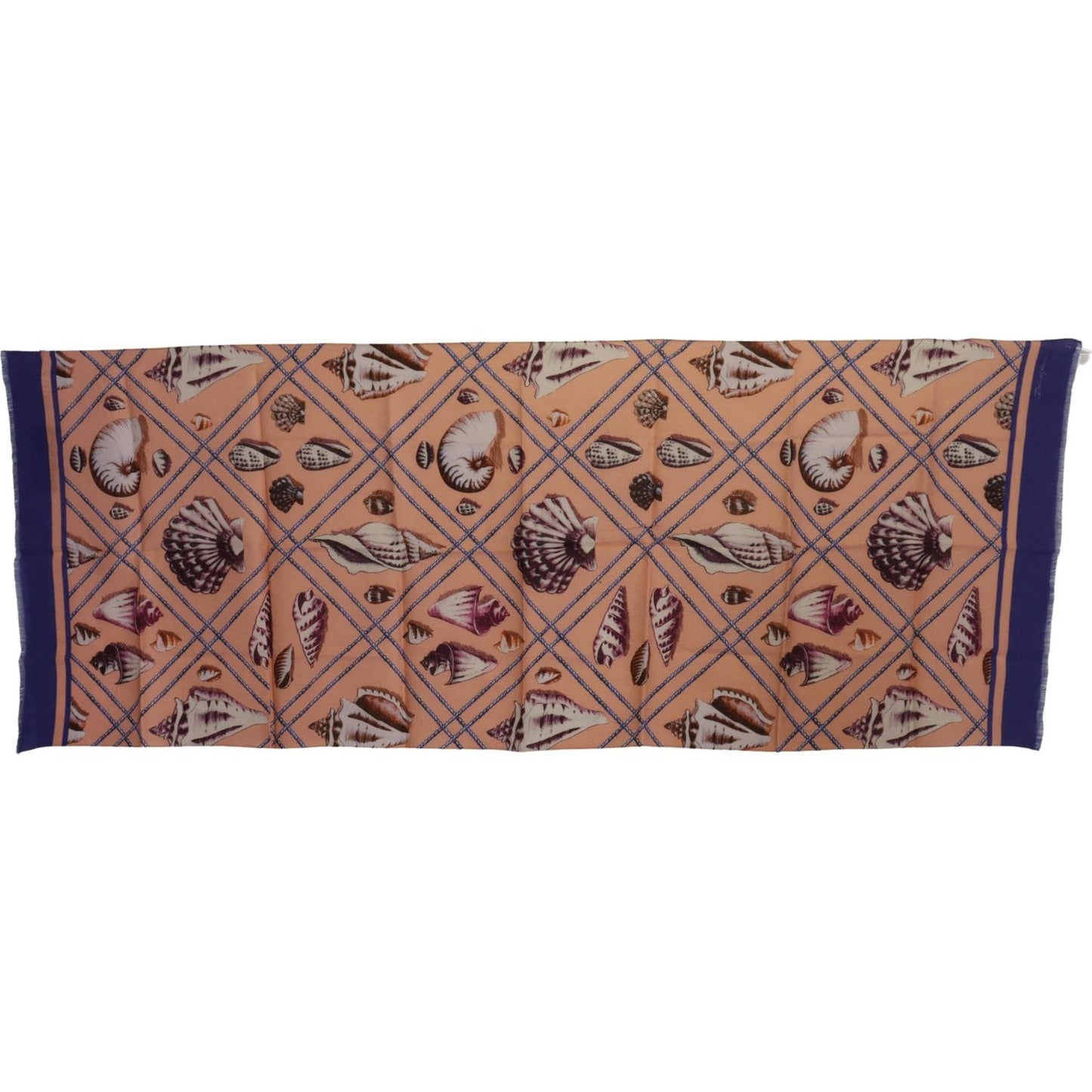 Dolce & Gabbana Blue Linen Seashell Pattern Mens Wrap Shawl Scarf Dolce & Gabbana