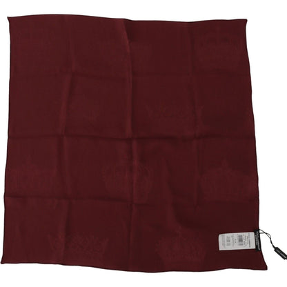 Dolce & Gabbana Maroon Silk Crown Square Wrap Handkerchief Scarf Dolce & Gabbana