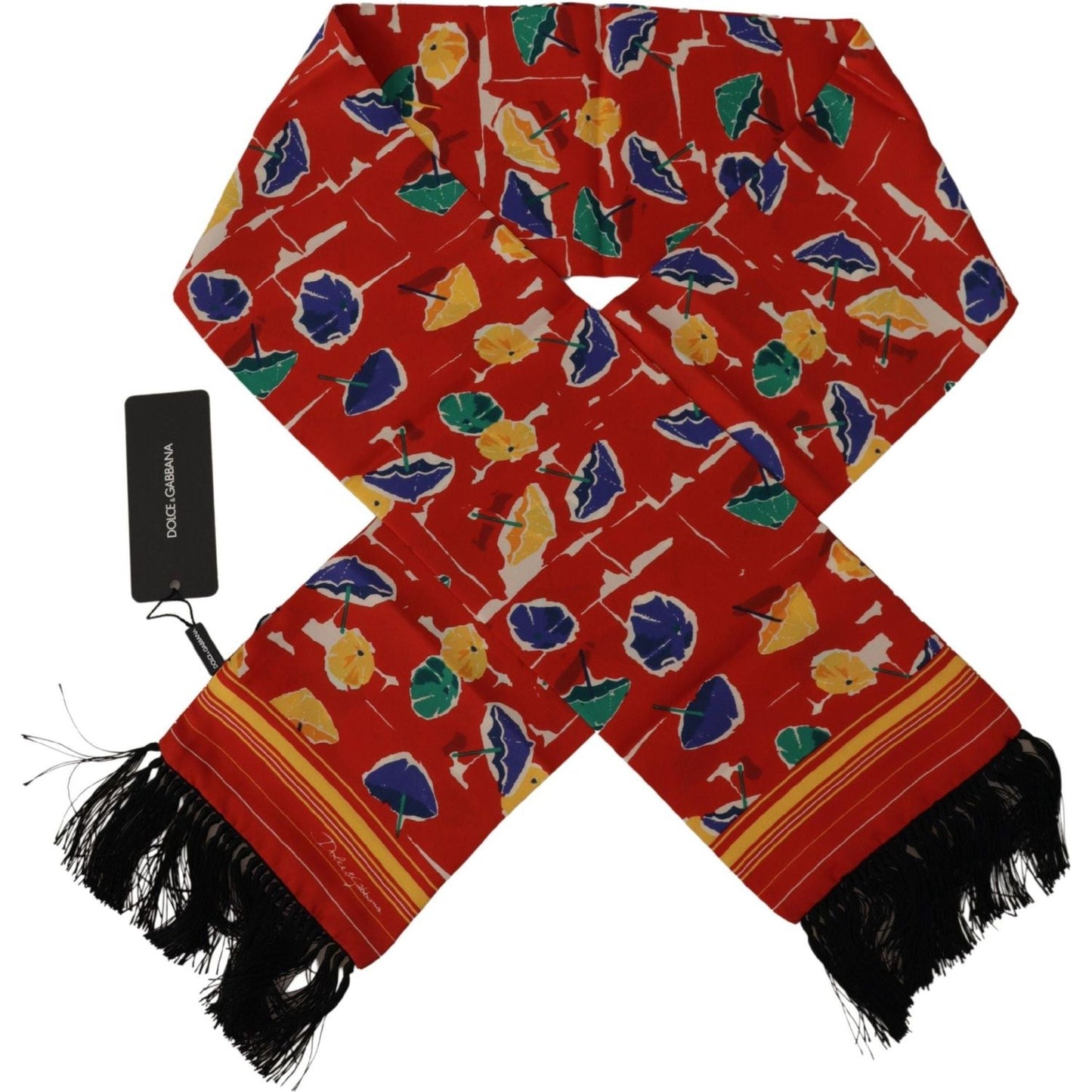 Dolce & Gabbana Multicolor DG Umbrellas Print Shawl Fringe Scarf Dolce & Gabbana
