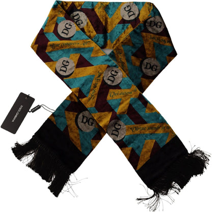Dolce & Gabbana Multicolor DG Logo Print Shawl Wrap Fringe Scarf Dolce & Gabbana