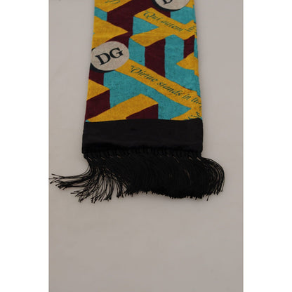 Dolce & Gabbana Multicolor DG Logo Print Shawl Wrap Fringe Scarf Dolce & Gabbana