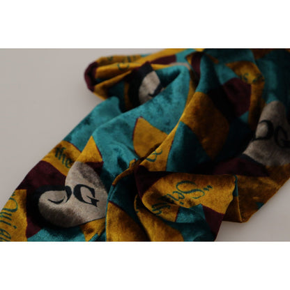 Dolce & Gabbana Multicolor DG Logo Print Shawl Wrap Fringe Scarf Dolce & Gabbana