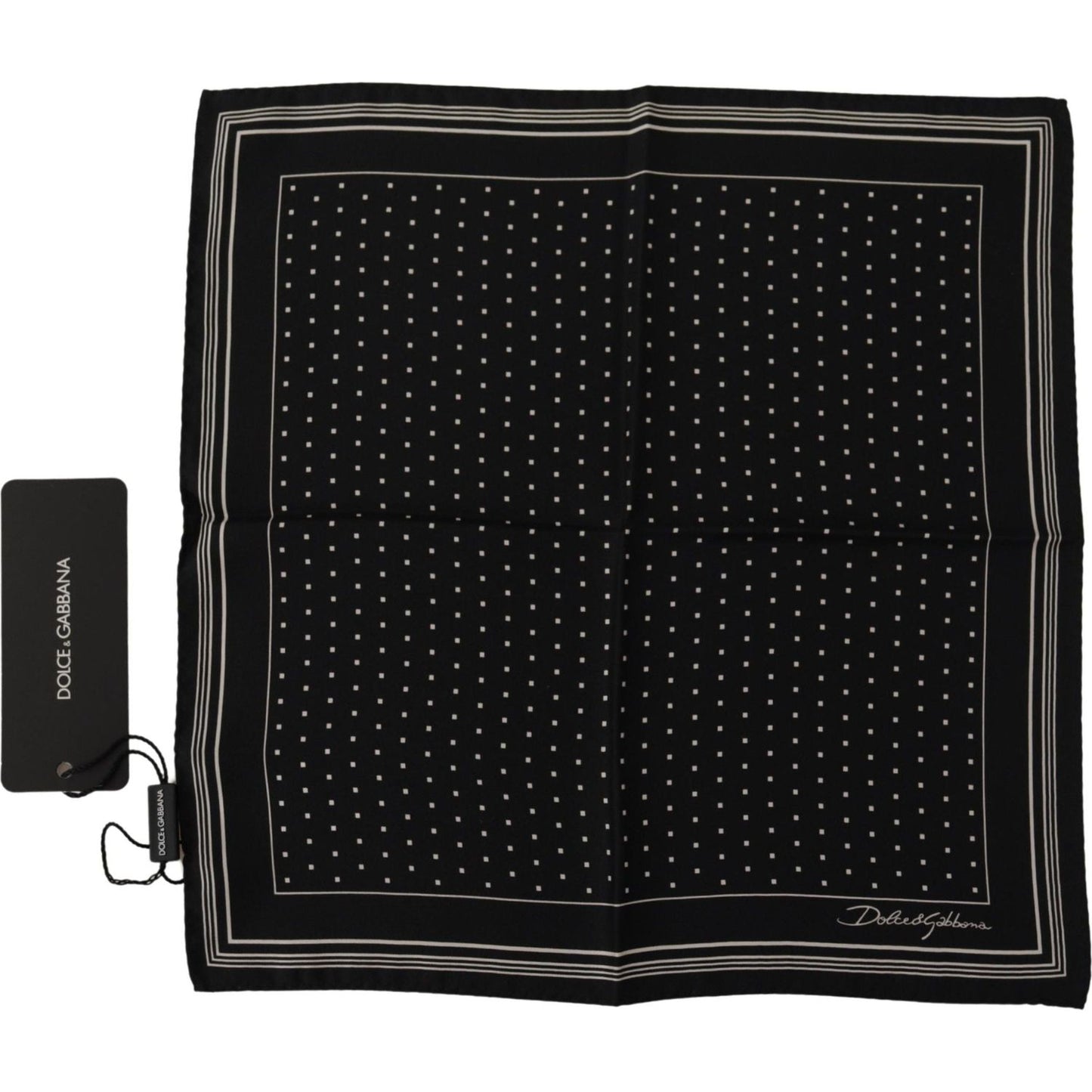 Dolce & Gabbana Black Polka Dots DG Logo Square Handkerchief Dolce & Gabbana