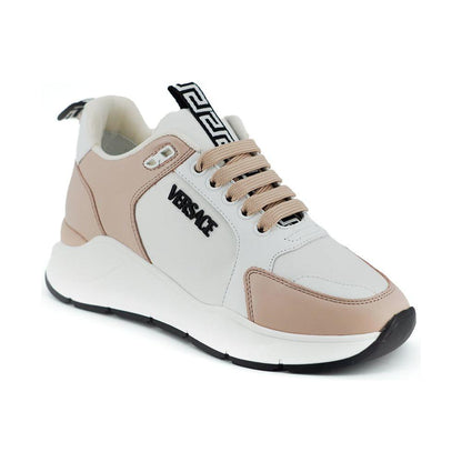 Versace Light Pink and White Calf Leather Sneakers Versace