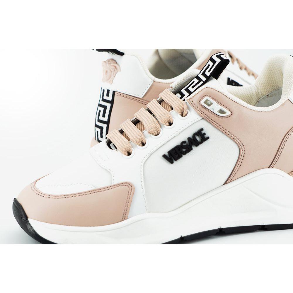 Versace Light Pink and White Calf Leather Sneakers Versace