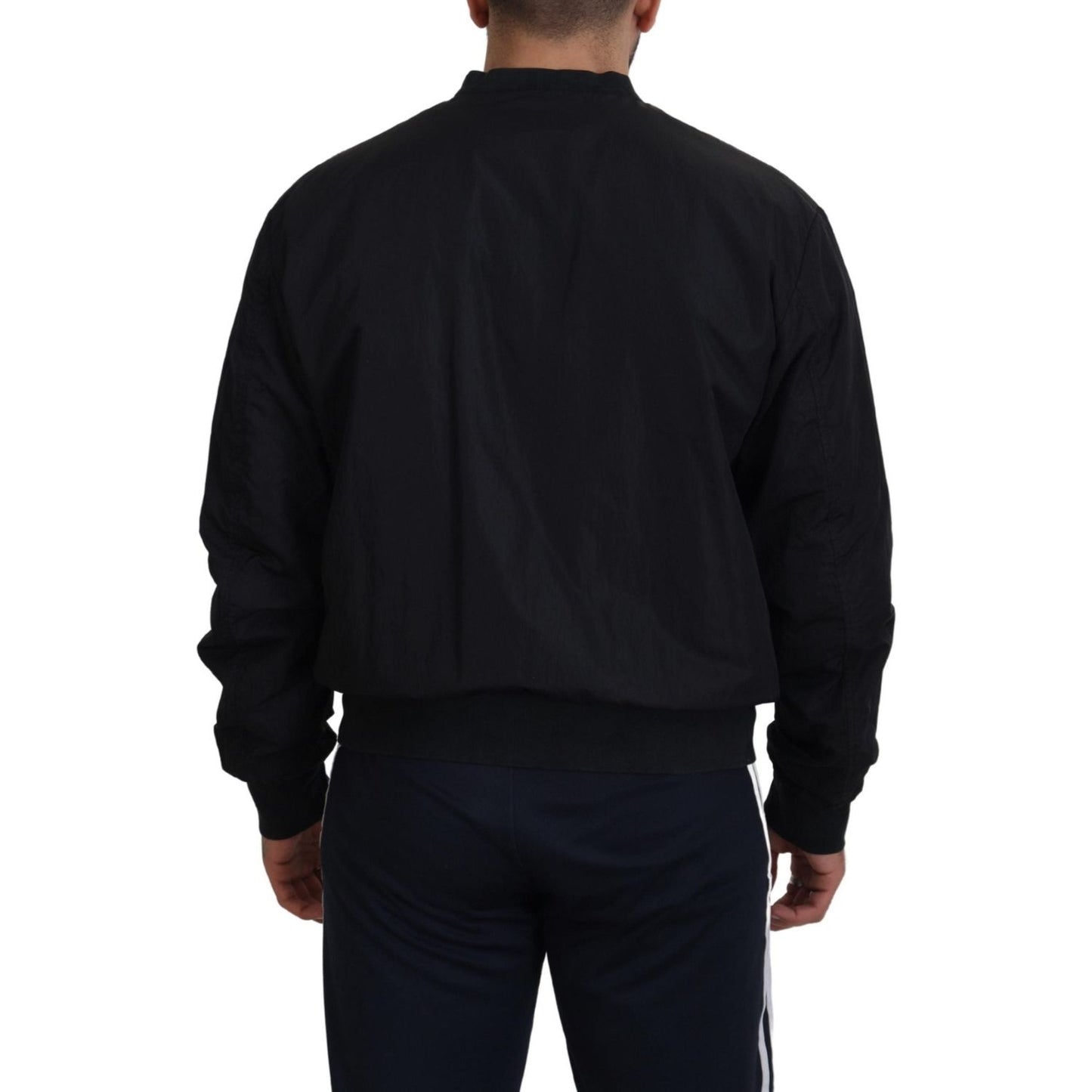 Dolce & Gabbana Black Nylon Logo Bomber Zipper Jacket Dolce & Gabbana