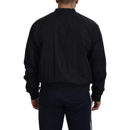 Dolce & Gabbana Black Nylon Logo Bomber Zipper Jacket Dolce & Gabbana