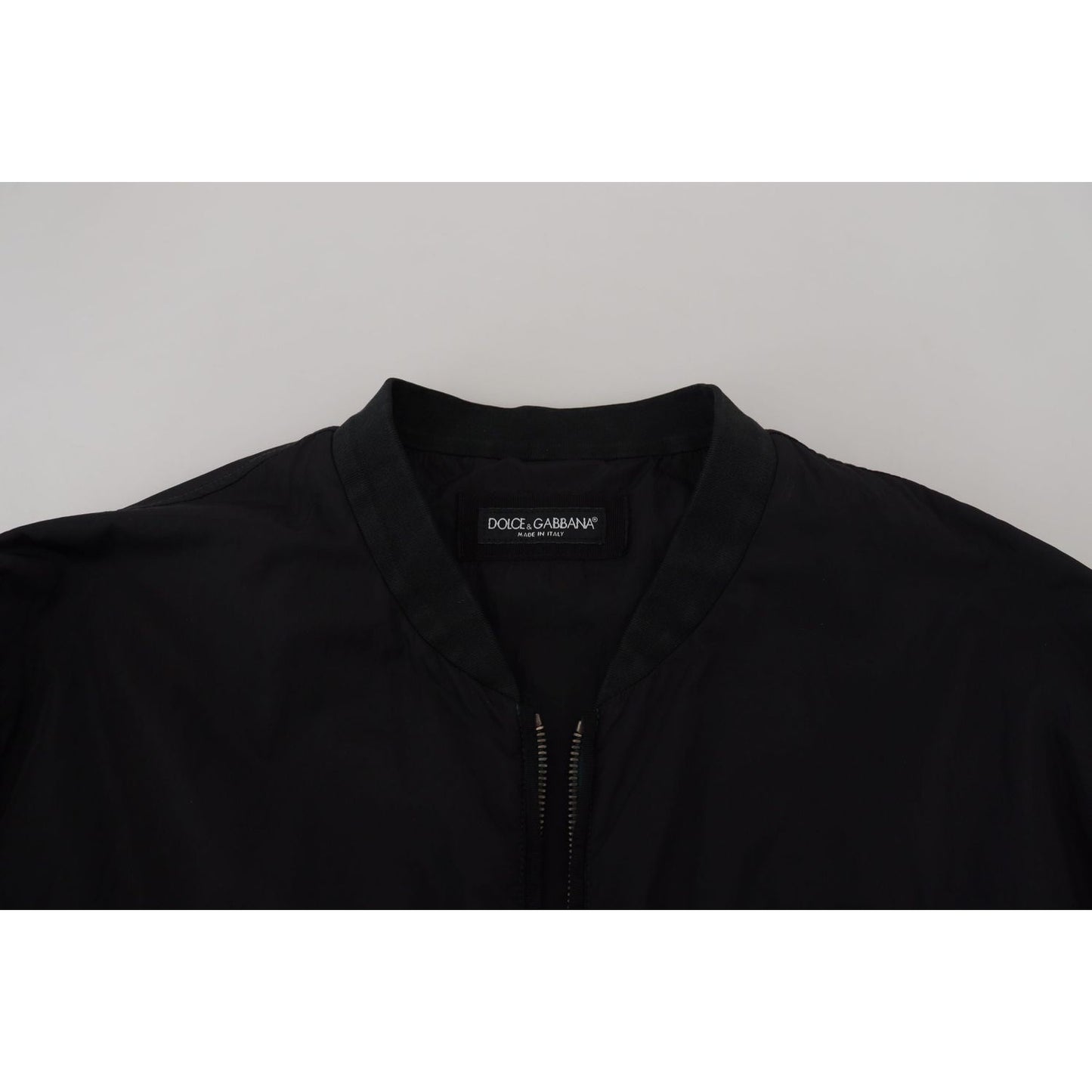 Dolce & Gabbana Black Nylon Logo Bomber Zipper Jacket Dolce & Gabbana