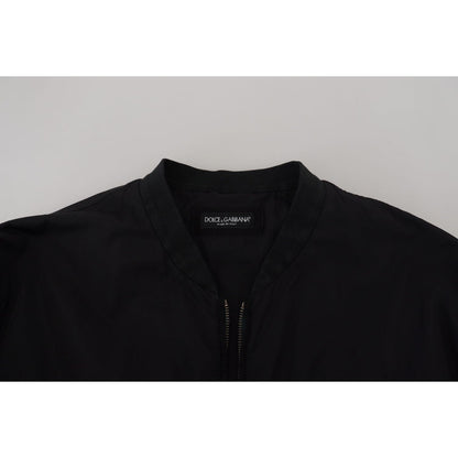 Dolce & Gabbana Black Nylon Logo Bomber Zipper Jacket Dolce & Gabbana