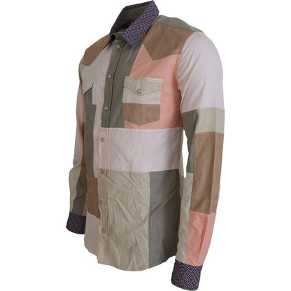 Dolce & Gabbana Multicolor Cotton Patchwork Slim Shirt Dolce & Gabbana