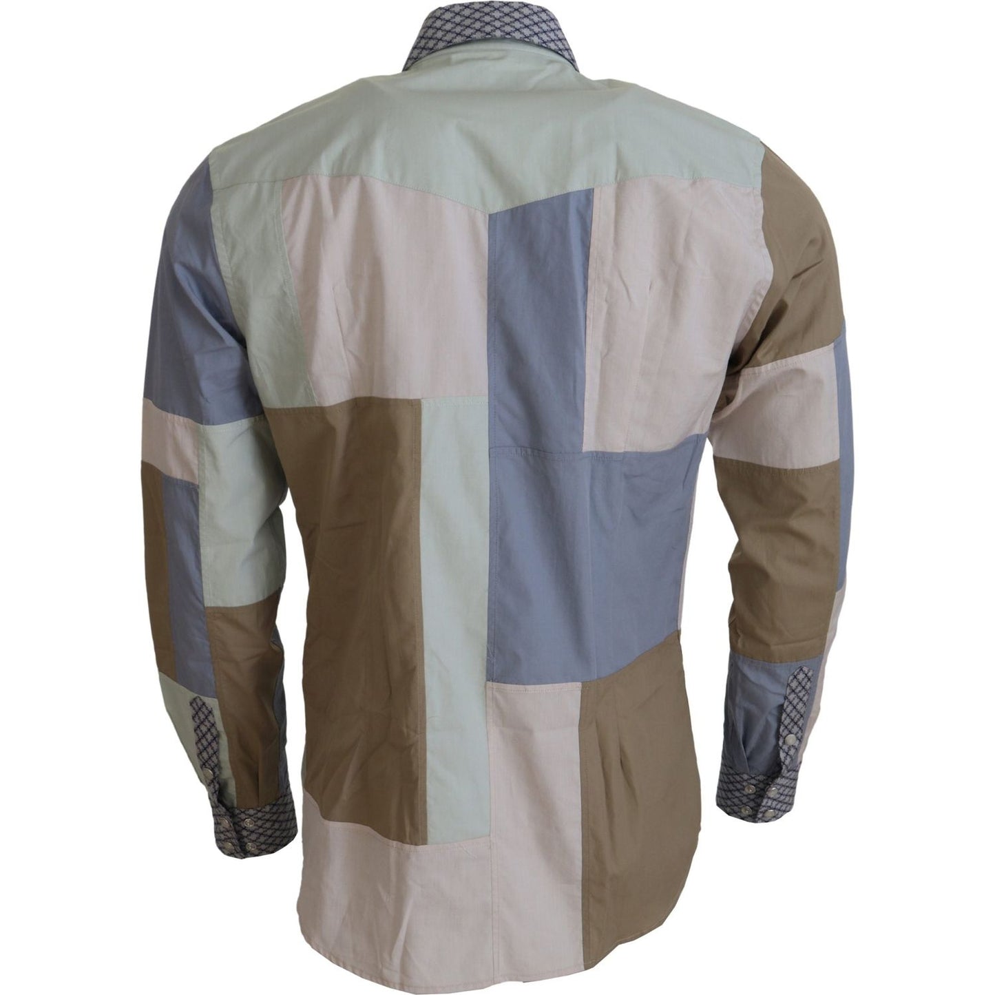Dolce & Gabbana Multicolor Cotton Patchwork Slim Shirt Dolce & Gabbana
