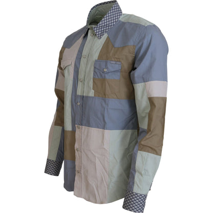 Dolce & Gabbana Multicolor Cotton Patchwork Slim Shirt Dolce & Gabbana