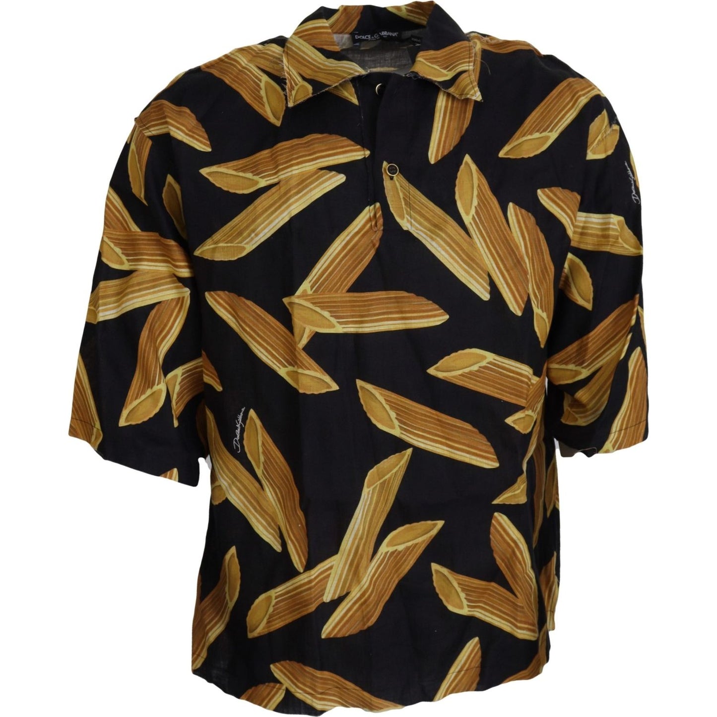 Dolce & Gabbana Black Casual Penne Rigate Linen Casual Shirt Dolce & Gabbana