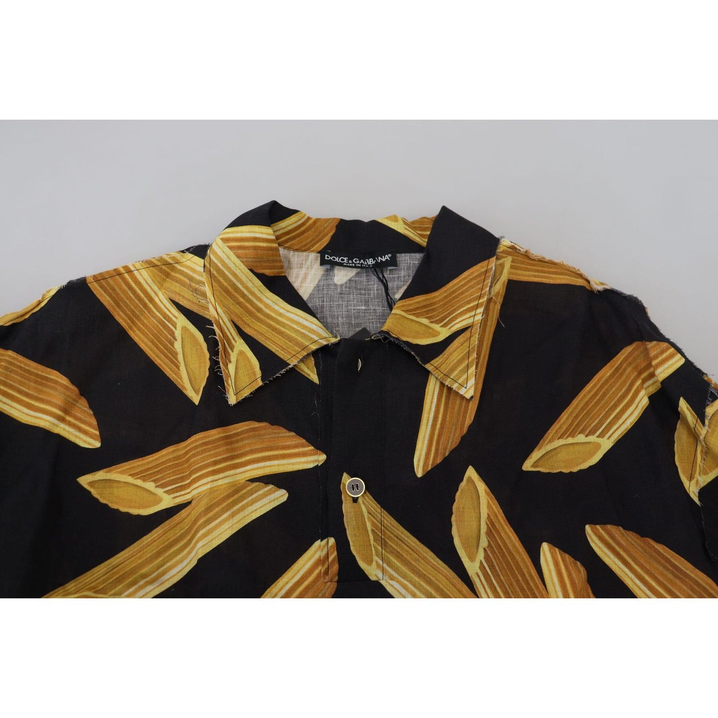 Dolce & Gabbana Black Casual Penne Rigate Linen Casual Shirt Dolce & Gabbana