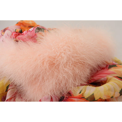 Dolce & Gabbana Multicolor Floral Fur Shearling Blouse Top Dolce & Gabbana