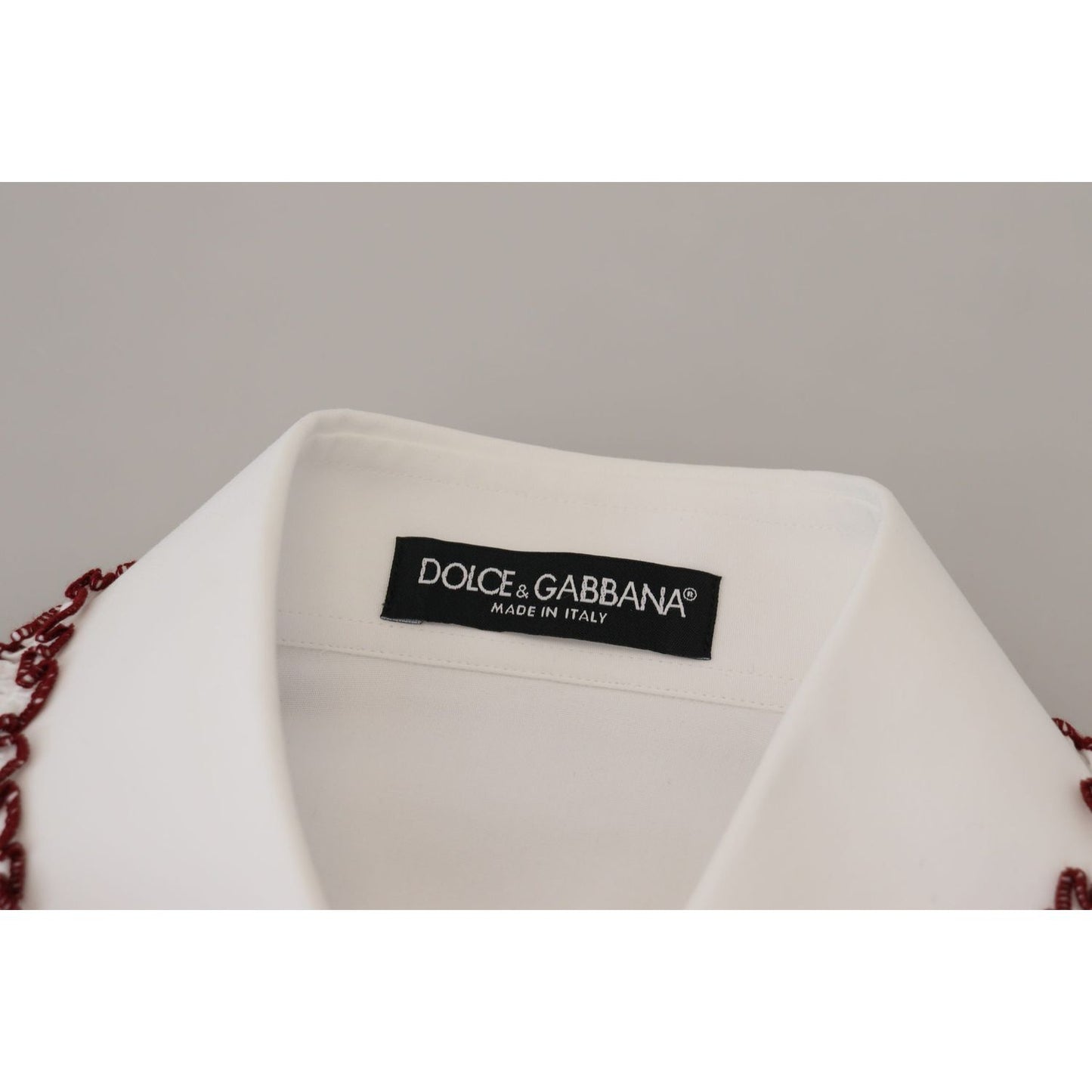 Dolce & Gabbana White Lace Long Sleeves Ruffle Collar Top Dolce & Gabbana