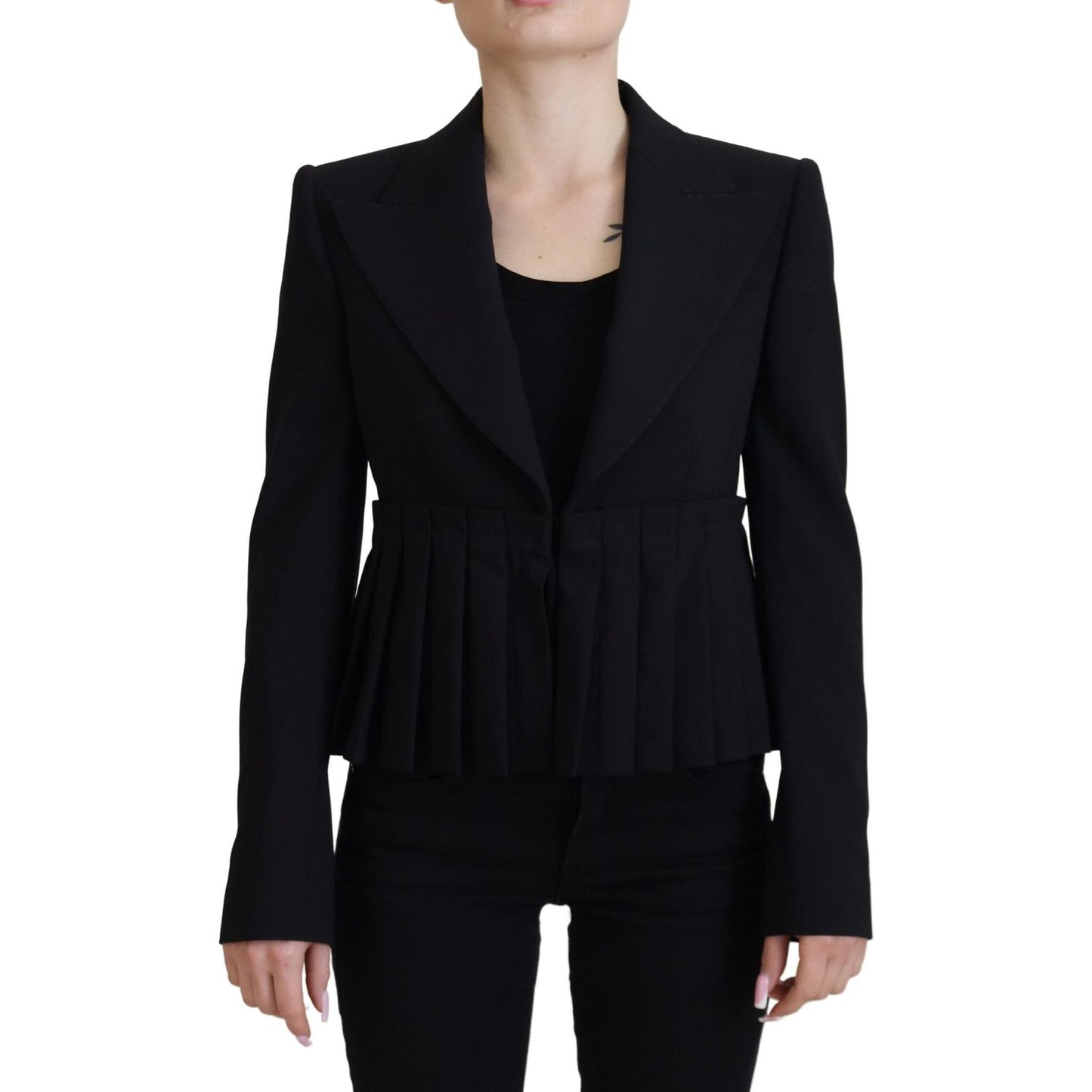 Dolce & Gabbana Black Single Breasted Fit Blazer Wool Jacket Dolce & Gabbana