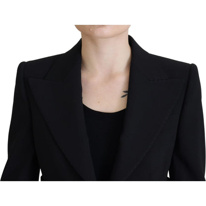 Dolce & Gabbana Black Single Breasted Fit Blazer Wool Jacket Dolce & Gabbana