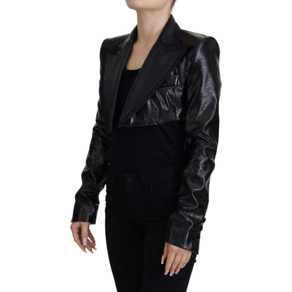 Dolce & Gabbana Black Long Sleeves Crop Blazer Cotton Jacket Dolce & Gabbana