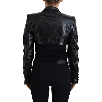Dolce & Gabbana Black Long Sleeves Crop Blazer Cotton Jacket Dolce & Gabbana