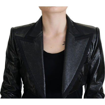 Dolce & Gabbana Black Long Sleeves Crop Blazer Cotton Jacket Dolce & Gabbana