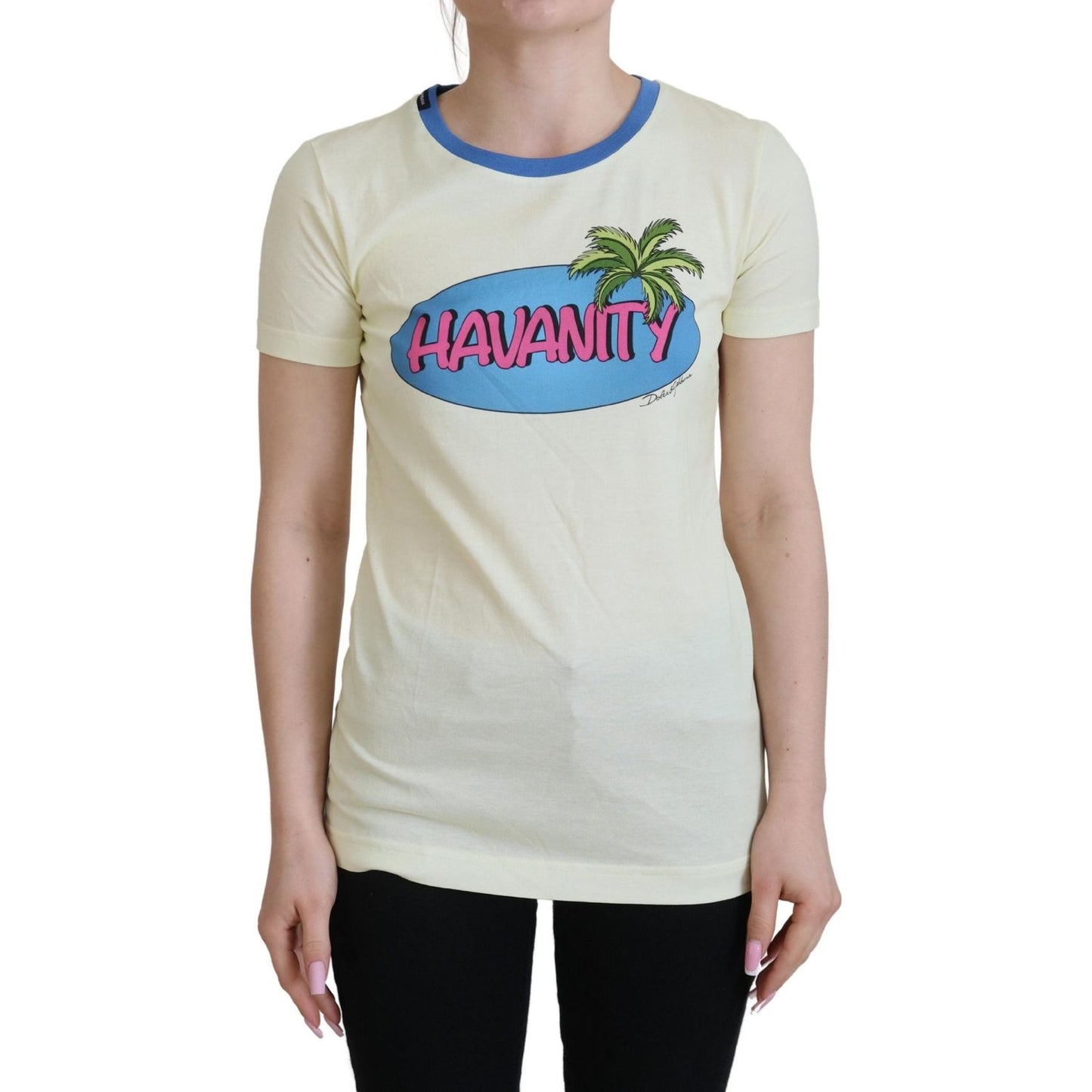 Dolce & Gabbana Yellow Havanity Round Neck Tee Cotton T-shirt Dolce & Gabbana