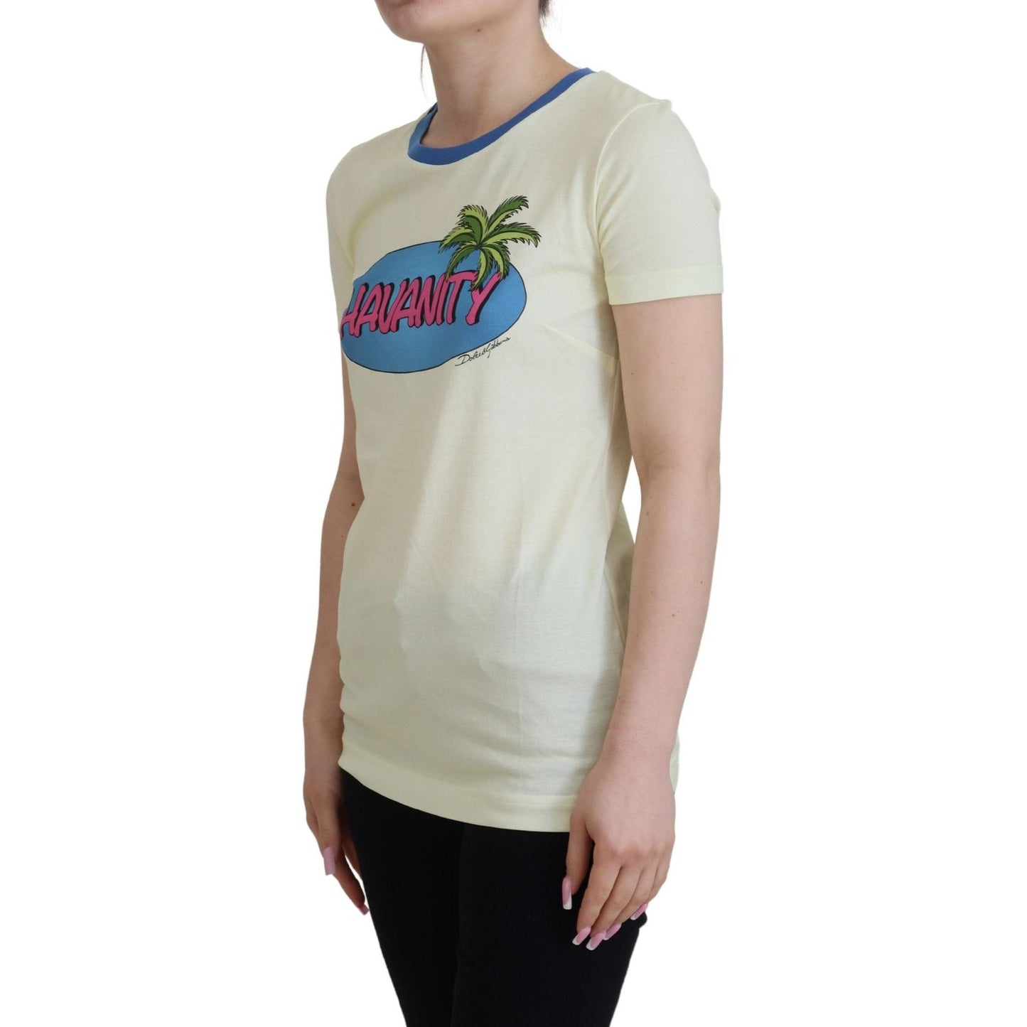 Dolce & Gabbana Yellow Havanity Round Neck Tee Cotton T-shirt Dolce & Gabbana