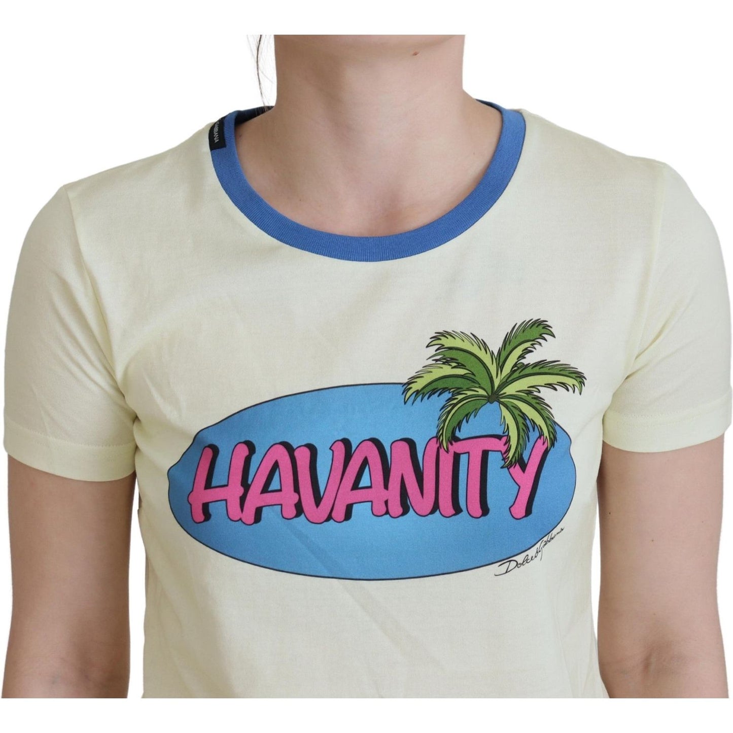 Dolce & Gabbana Yellow Havanity Round Neck Tee Cotton T-shirt Dolce & Gabbana