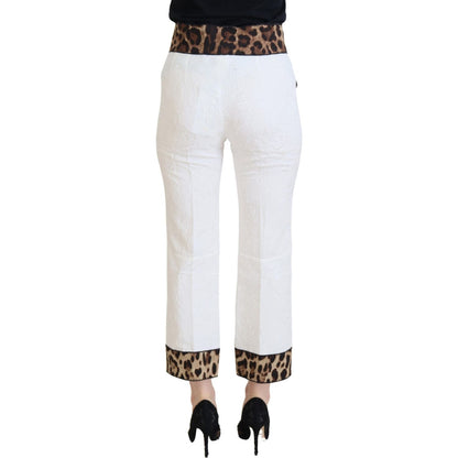 Dolce & Gabbana White Leopard Print High Waist Pants Dolce & Gabbana
