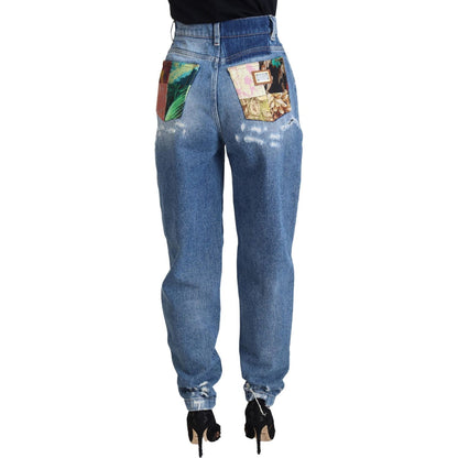 Dolce & Gabbana Blue Washed Cotton Tattered Denim Jeans Dolce & Gabbana