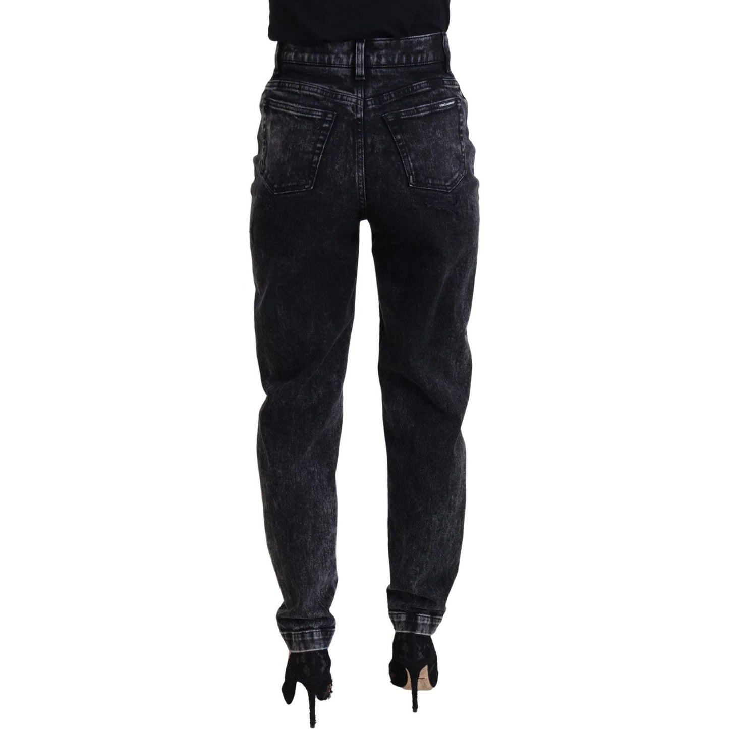 Dolce & Gabbana Black Washed Cotton High Waist Denim Jeans Dolce & Gabbana