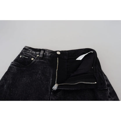 Dolce & Gabbana Black Washed Cotton High Waist Denim Jeans Dolce & Gabbana