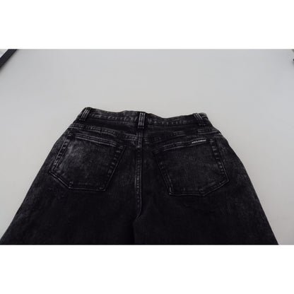 Dolce & Gabbana Black Washed Cotton High Waist Denim Jeans Dolce & Gabbana