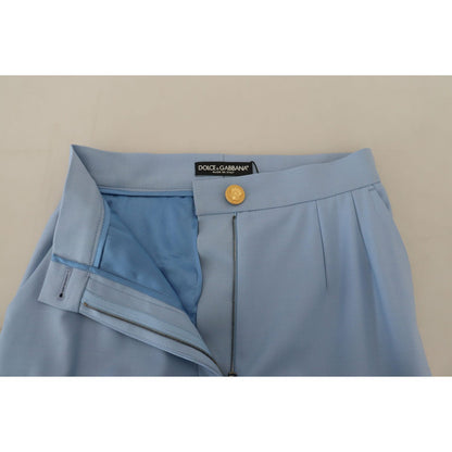 Dolce & Gabbana Light Blue Button Wide Leg Pants Dolce & Gabbana