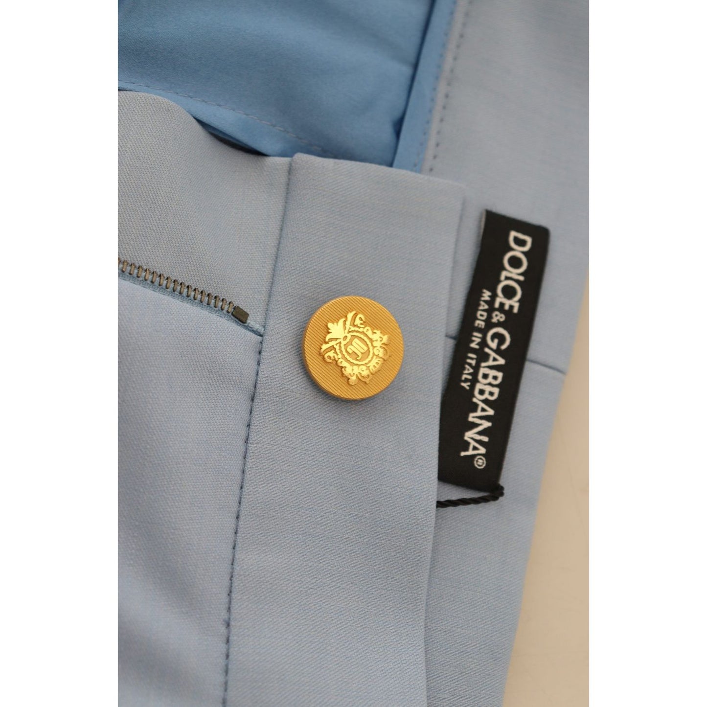 Dolce & Gabbana Light Blue Button Wide Leg Pants Dolce & Gabbana