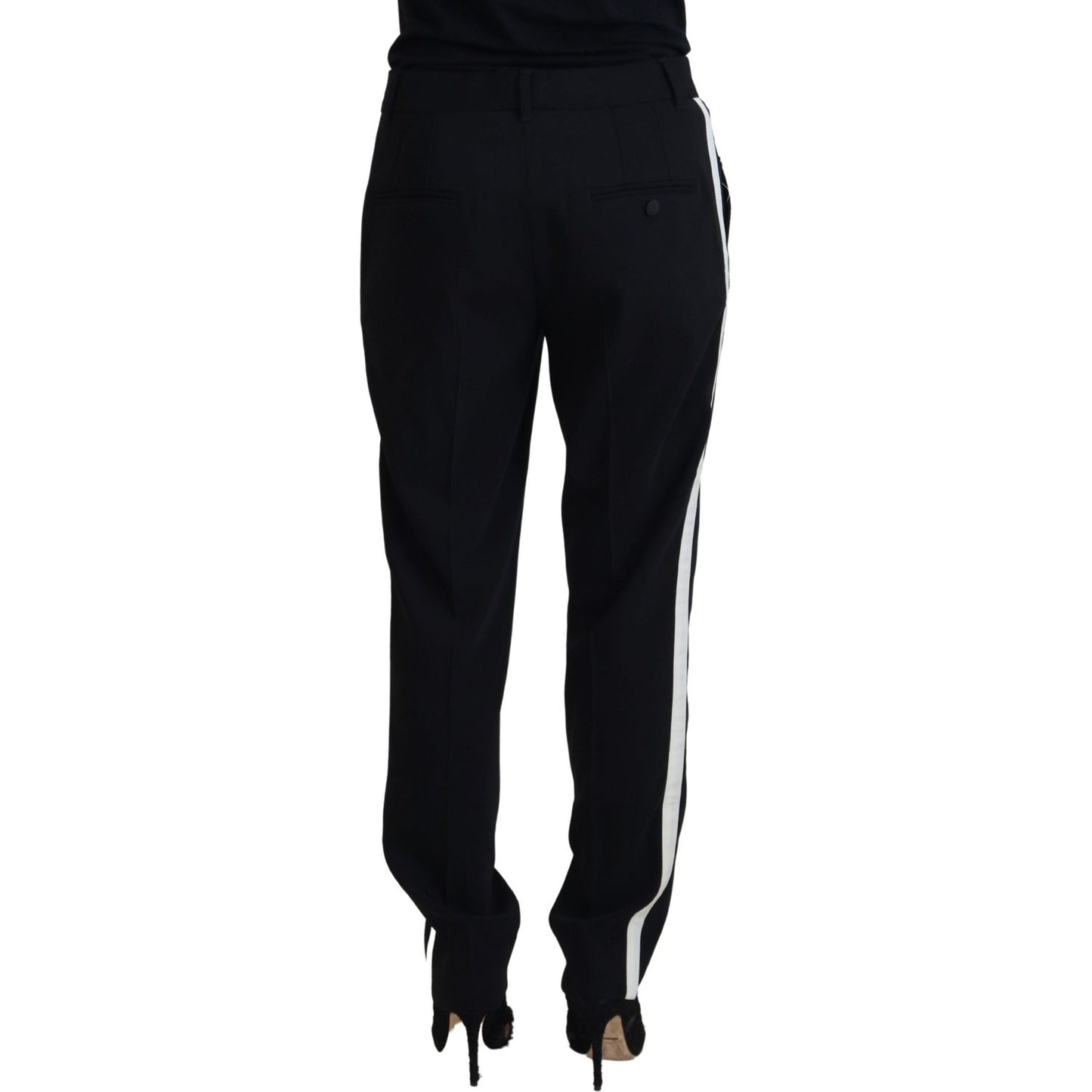 Dolce & Gabbana Black Tapered Women Wool Pants Dolce & Gabbana
