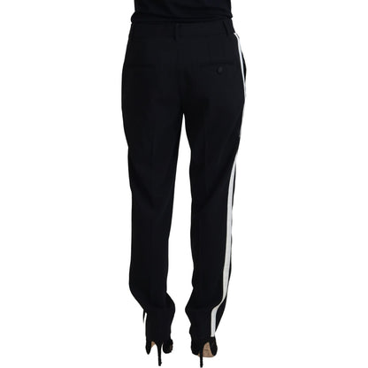 Dolce & Gabbana Black Tapered Women Wool Pants Dolce & Gabbana